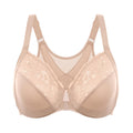 DELIMIRA Womens Front Closure Bras Posture Full Coverage Plus Size Lace Underwire Unlined Bra Beige 40DD