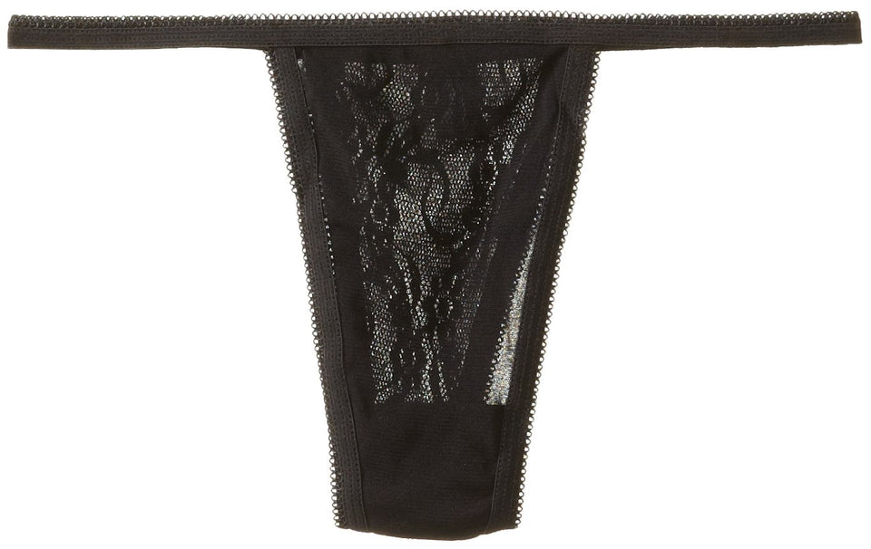 Elegant Moments Womens Plus-Size Queen Size Lace Garter Belt And Thong Set Black