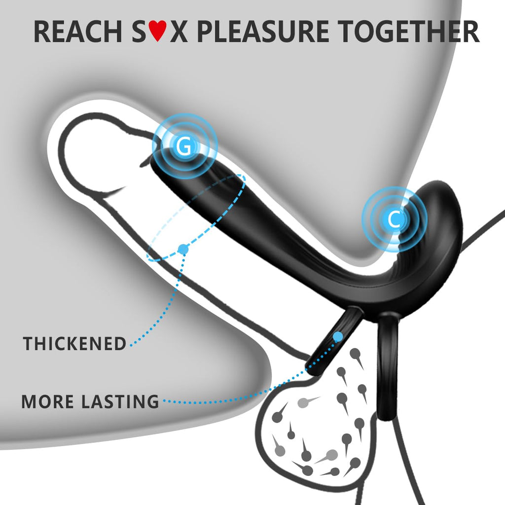 Couple Vibrator With Dual Penis Ring, 10 Vibrating Mode G-Spot And Clitor Simulator 3 In 1 Vibrator Rechargeable Waterproof Adult Sex Toy With Remote Control For Couple