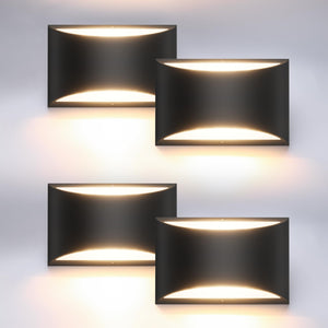Aipsun 4 Pack Black Modern Led Wall Sconce Hardwired Indoor Wall Lights Up And Down Wall Mount Light For Living Room Bedroom Hal