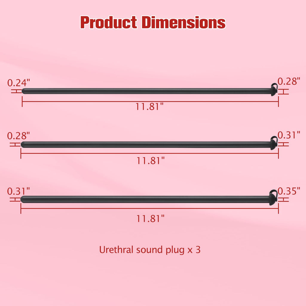 Silicone Penis Plug, 3 PCS Urethral Plug Set, Urethral Dilator, Bladder Stimulation Masturbation Rod, Male Urethral Stretcher, U