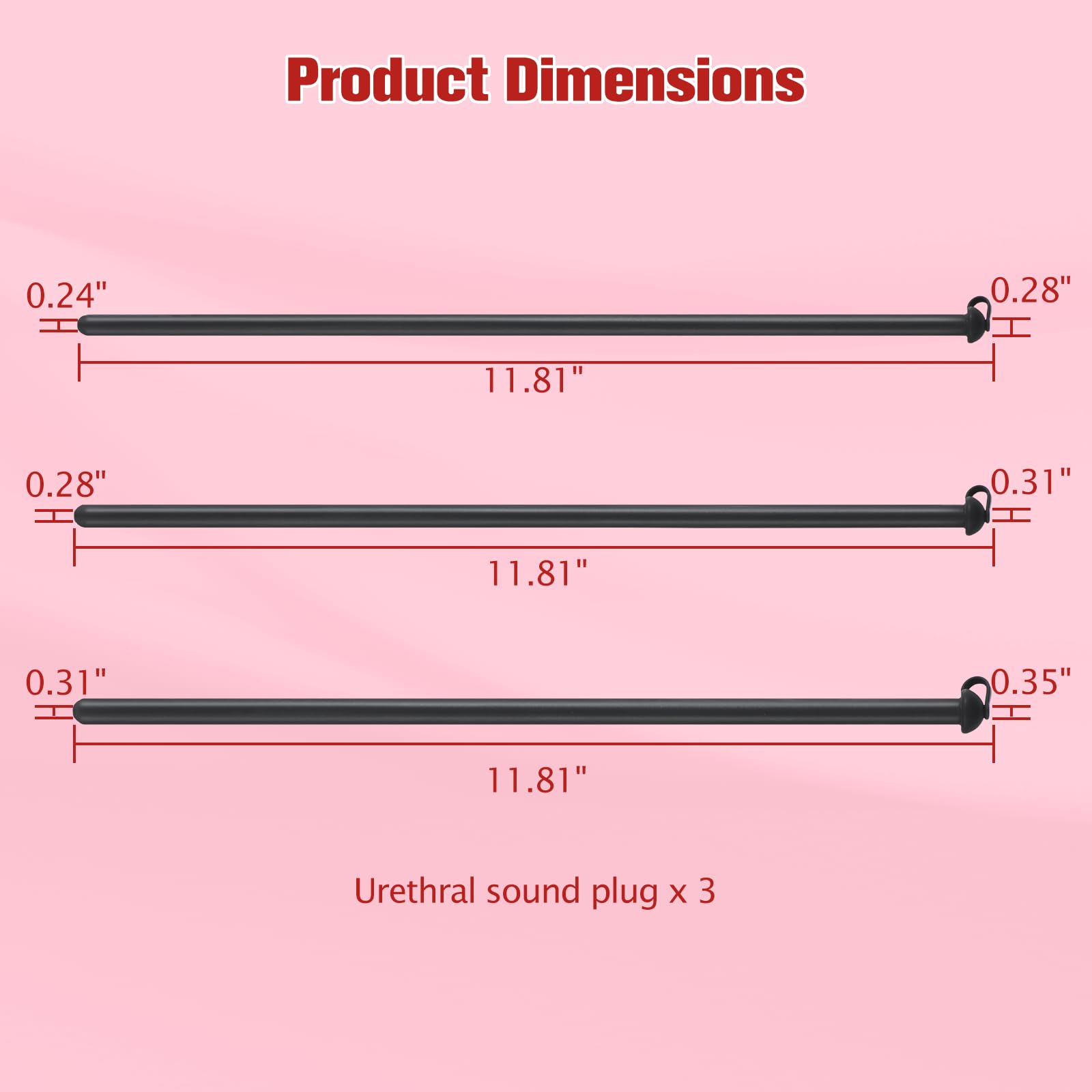 Silicone Penis Plug, 3 PCS Urethral Plug Set, Urethral Dilator, Bladder Stimulation Masturbation Rod, Male Urethral Stretcher, U