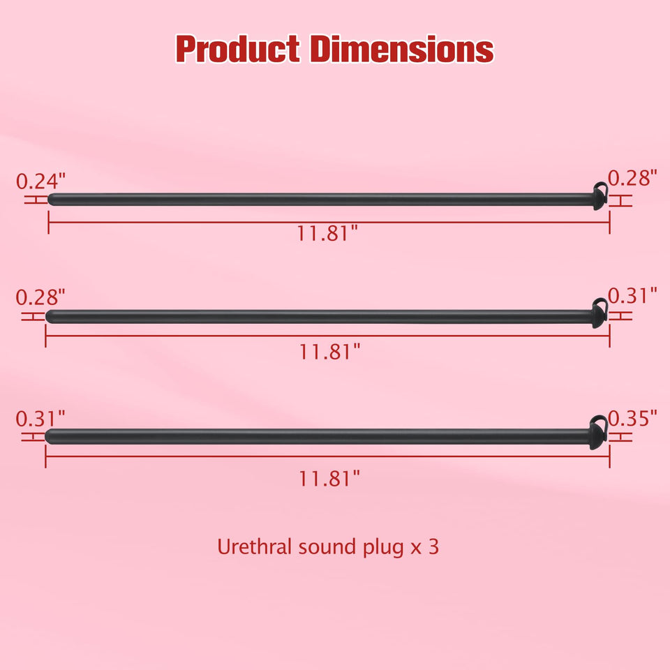 Silicone Penis Plug, 3 PCS Urethral Plug Set, Urethral Dilator, Bladder Stimulation Masturbation Rod, Male Urethral Stretcher, U