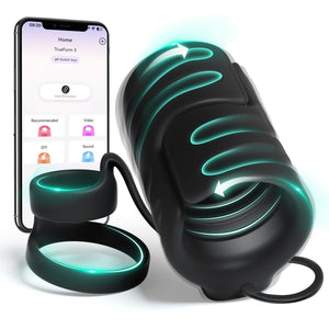Male Sex Toys for Men Vibrator, 9 Vibrating Stretchy Male Masturbator with 2 Cock Penis Ring, APP & Remote Control, Penis Traine
