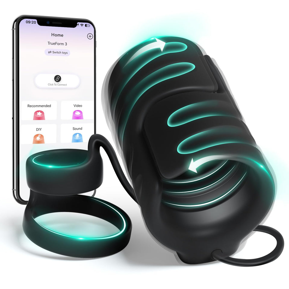 Male Sex Toys for Men Vibrator, 9 Vibrating Stretchy Male Masturbator with 2 Cock Penis Ring, APP & Remote Control, Penis Traine