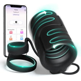 Male Sex Toys for Men Vibrator, 9 Vibrating Stretchy Male Masturbator with 2 Cock Penis Ring, APP & Remote Control, Penis Traine