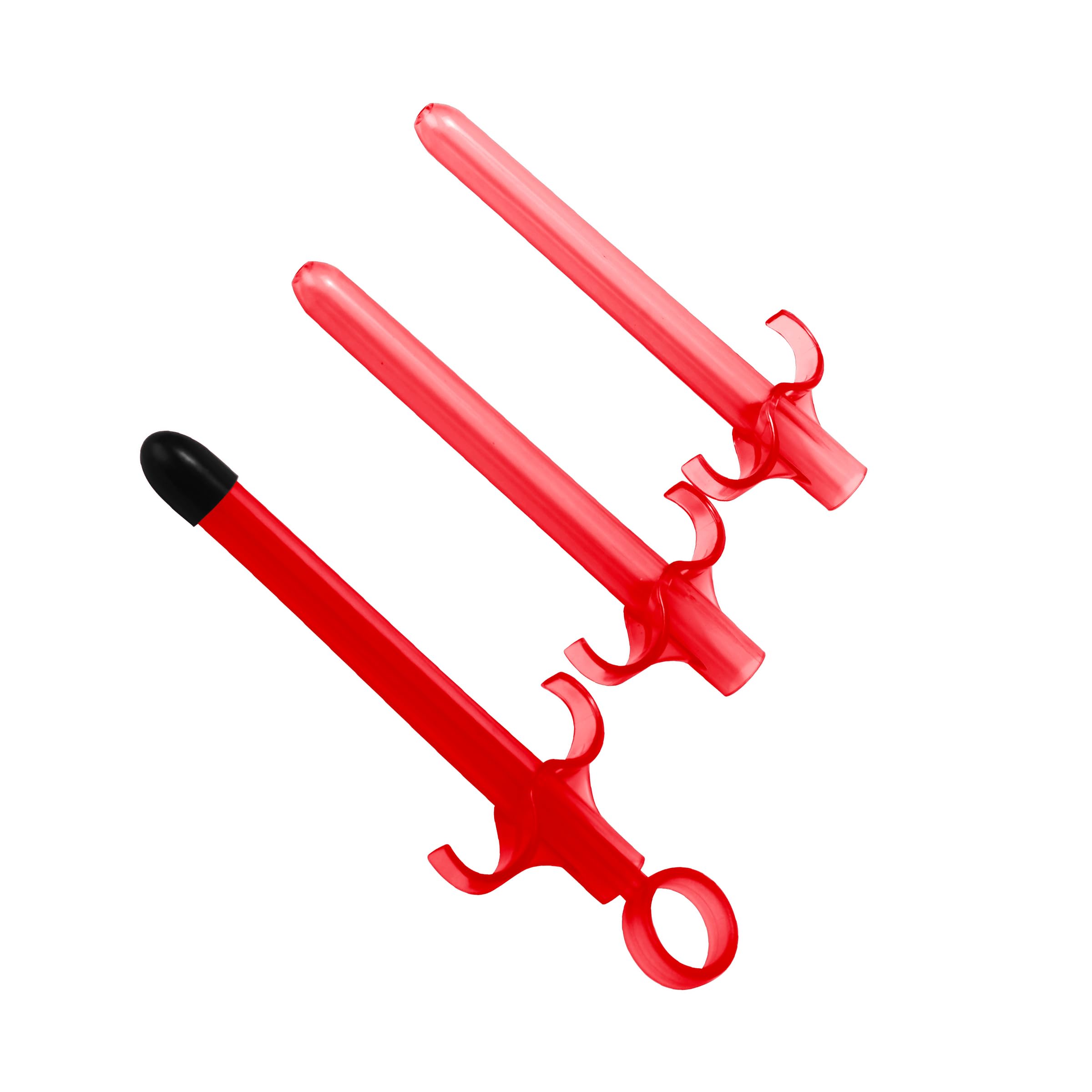 Trinity Vibes Lubricant Launcher 3 Pack - Red Lube Applicator Set with Narrow Injector & Finger Grip - Reusable Lubricant Applic
