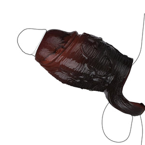 Thicker Wide Hollow Penis Sleeve Cuff,Silicone Soft Men Penis Extender with Cock Ring,Black Elastic Penis Enlarge Prolong Pump,
