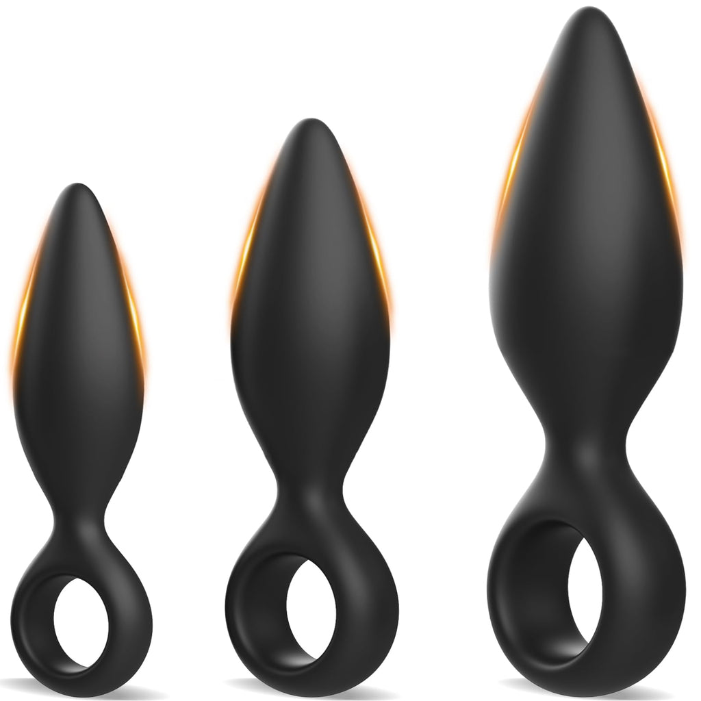 Anal Plug Sex Toys 3 PCS Butt Plug Trainer Kit for Men Women for Beginners, Advanced Users, Anal Dildo Training Kit Adult Toys w