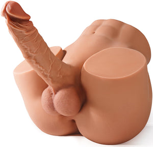 10.8LB Male Sex Doll with Flexible Dildo, Isskis Realistic Sex Dolls 6.8in Huge Cock for Female Masturbation, Tight Anal Butt fo