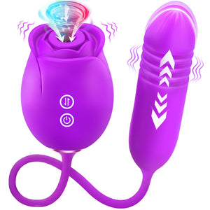 Vibrator Rose Sex Toy for Women - Upgraded Adult Toys Sex Toys for Women with 18 Sucking Vibrator Thrusting Dildo G Spot Vibrato