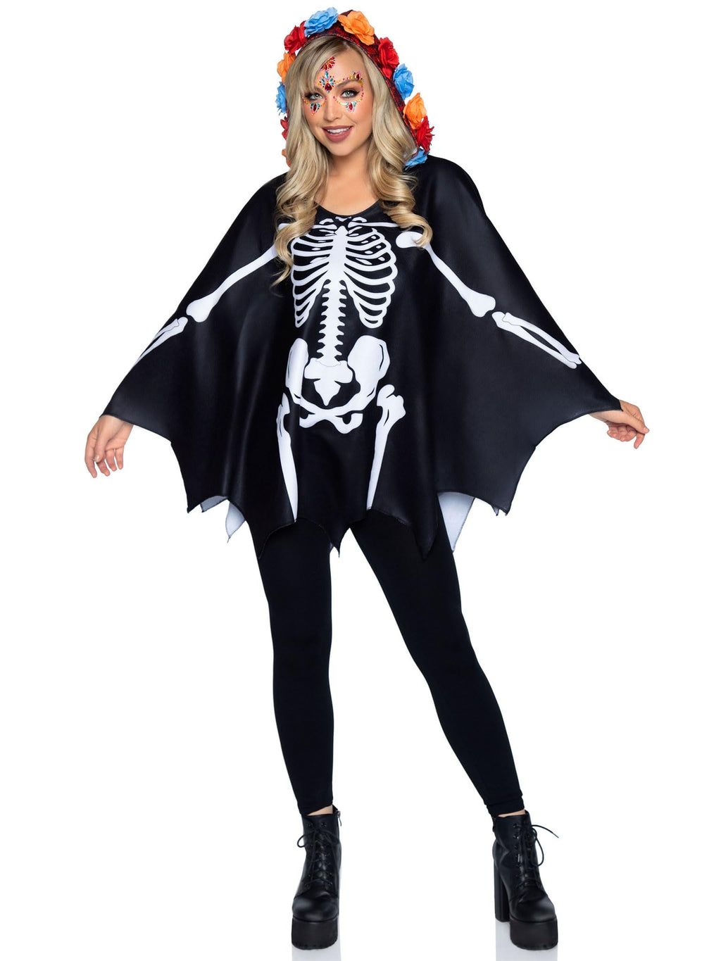 Day Of The Dead Poncho, Featur - O/S / Multicolor