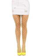 Leg Avenue Spandex Diamond Panty Hose, O/S, NEON YELLO
