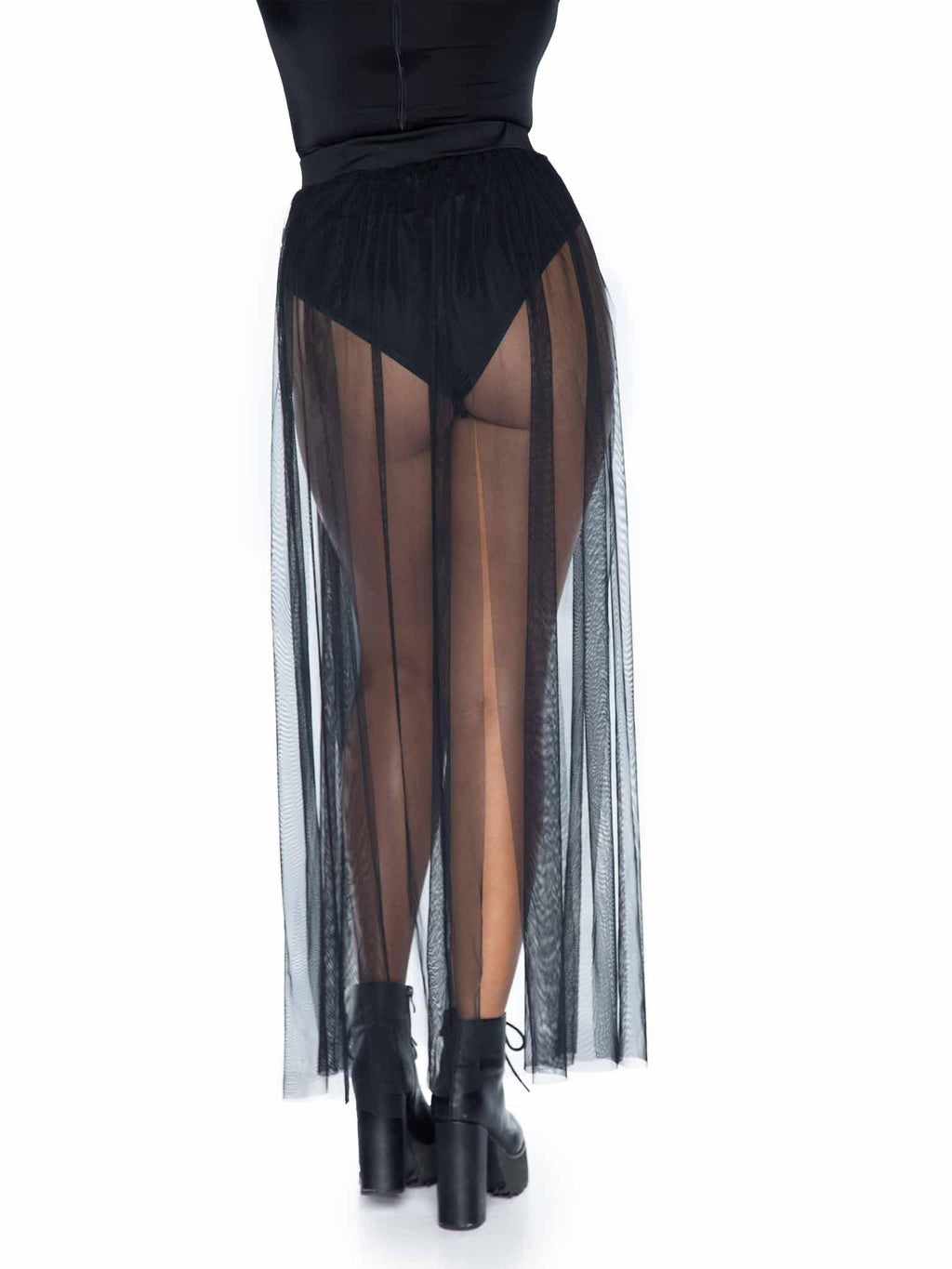 Leg Avenue Multi slit sheer skirt Black Color