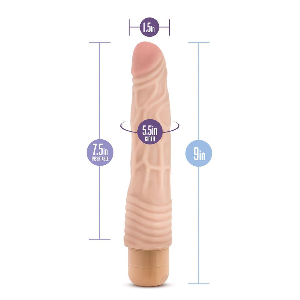Blush Dr Skin Vibe 2 - Feels Real Realistic 9 Inch Long Vibrating Dildo - 1.5 In. Width - Ipx7 Waterproof - Soft Body Safe - Mul