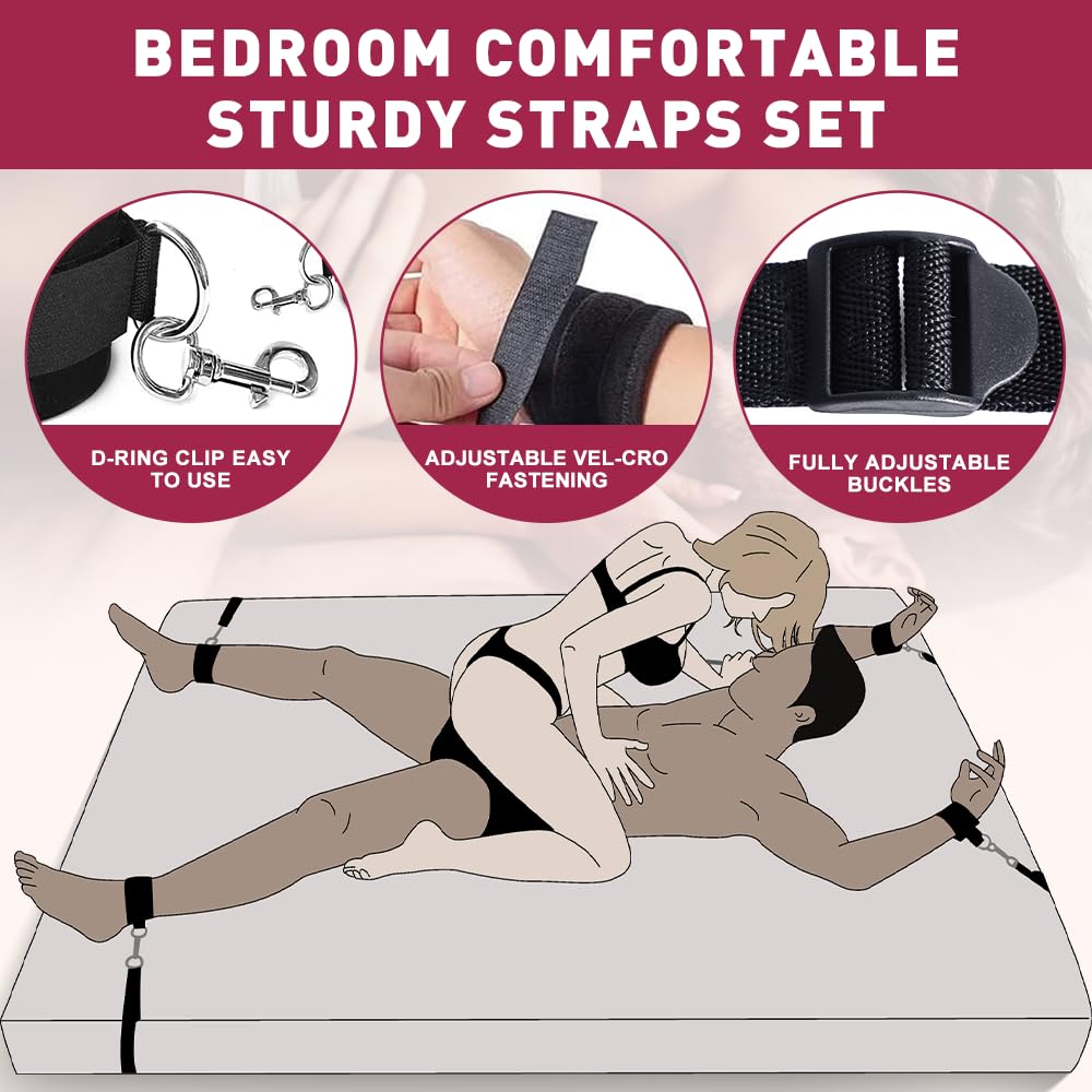 Sex Toys Bondage BDSM Restraints, Couples Sex Toys Bondage Restraints BDSM Kit, 75 ' ' Adjustable Bed Restraints Sex Straps Set