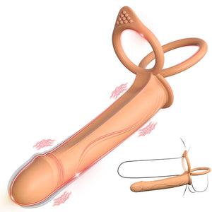 Couples Male Adult Sex Toys - Double Penetration Dildo, Vibrating Anal Plug with Cock Rings, Strap On Butt Plug Penis Vibrator,