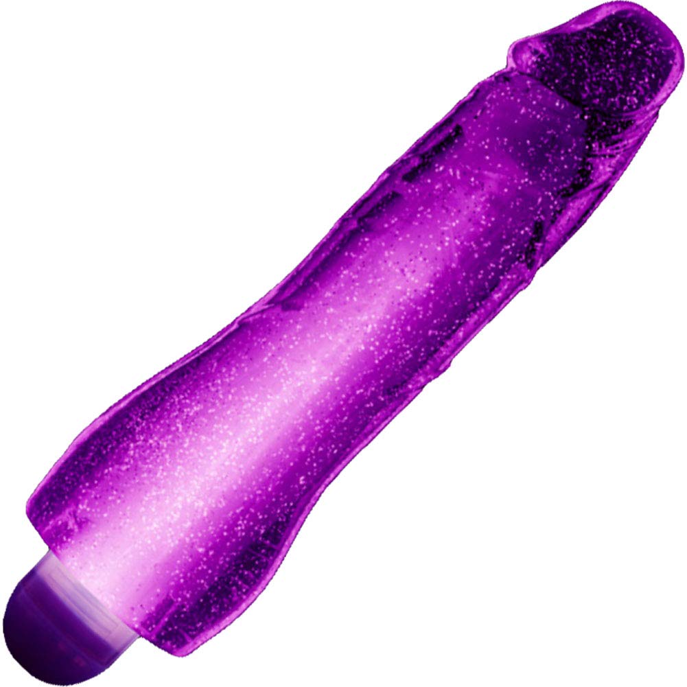 Blush Novelties Glow Dicks Molly 9 Inch Soft Multi-Speed Glitter Vibrator with Colored Lights, Sex Toy for Women, Purple