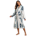 RONGTAI Womens Bathrobe Ladies Fleece Plush Warm Long Robes Fleece Nightgown Sleepwear (XX-Large, Geometric-green)