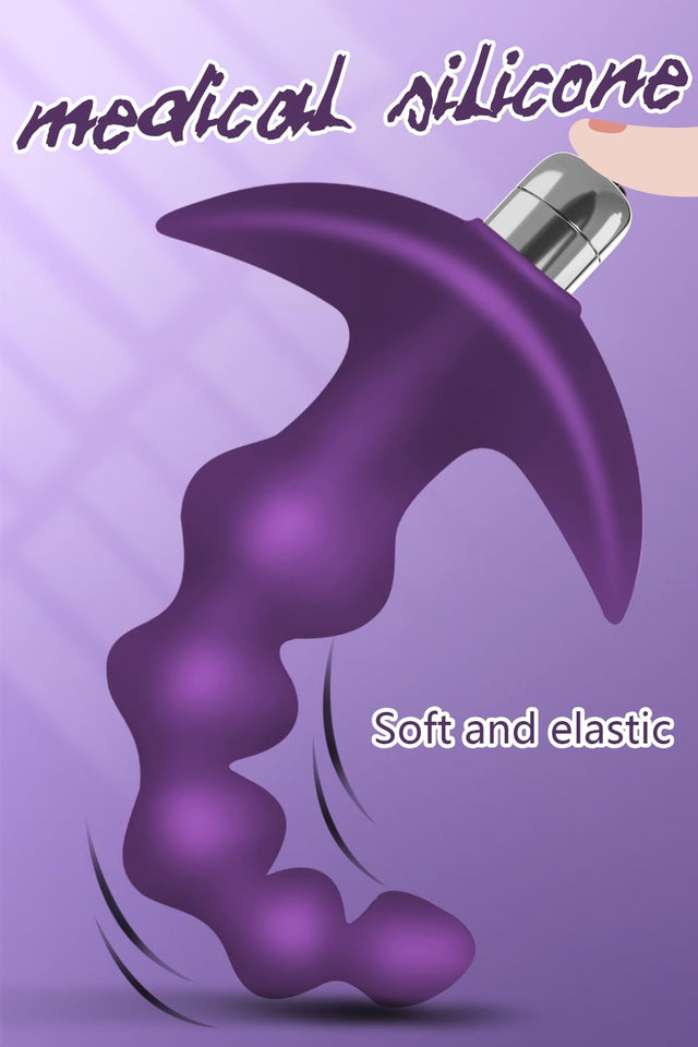 Vibrating Anal Beads Butt Plug Flexible Silicone 16 Vibration Modes Graduated Design Anal Sex Toy Waterproof Bullet Vibrator for