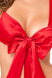 Rene Rofe Women'S Unwrap Me Satin Bow Teddy, Red, Medium/Large