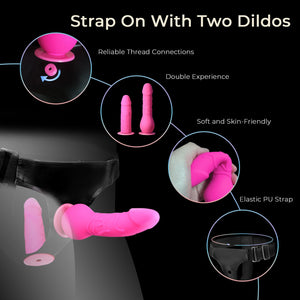 ASNOKNAE Strap on Dildo, Adult Sex Toys for Men and Women, Wearable Strapon Harness with 2 Pink Removeable Realistic Silicone An