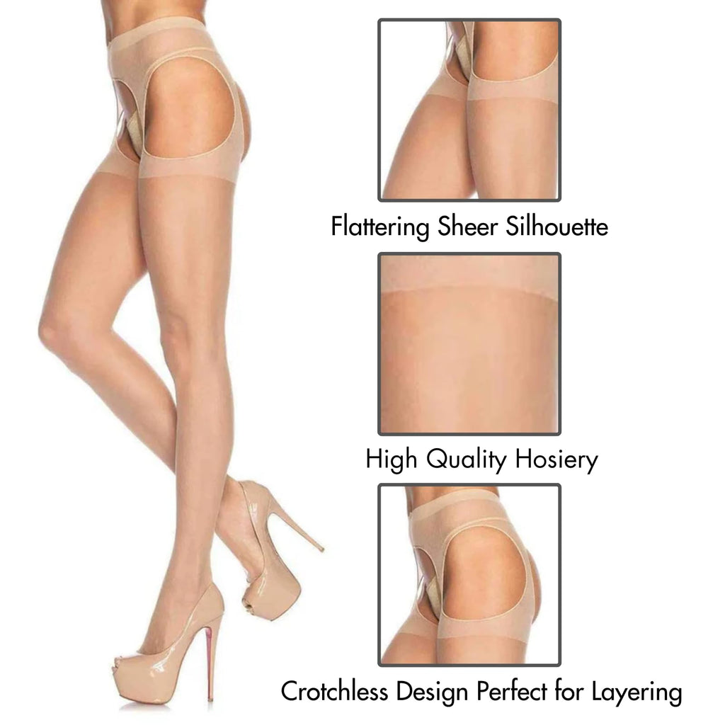 SHEER SUSPENDER PANTYHOSE O/S