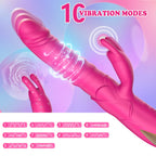 Thrusting Rabbit Vibrator, G Spot Clitoral Vibrator Waterproof & Rechargeable Realistic Silicone Dildo Vibrator with 3 Thrusting