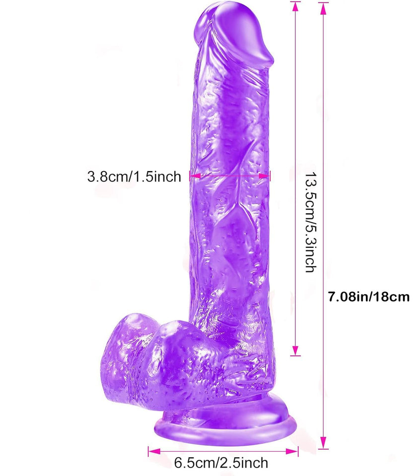 7.08 inches Realistic Dildo for Beginners, Anal Dildos with Strong Suction Cup Base, Lifelike Fake Penis for Women/Men/Gay, Adul