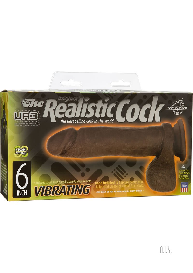 The Realistic Cock Ultraskyn Vibrating 6In -Black Bx