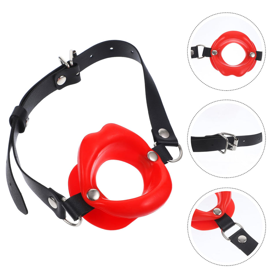 GALPADA Open Mouth Gag Ball Gag Red Lips Bdsm Toys Adjustable Strap Adult Toys