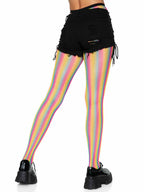 Neon rainbow stripped fishnet