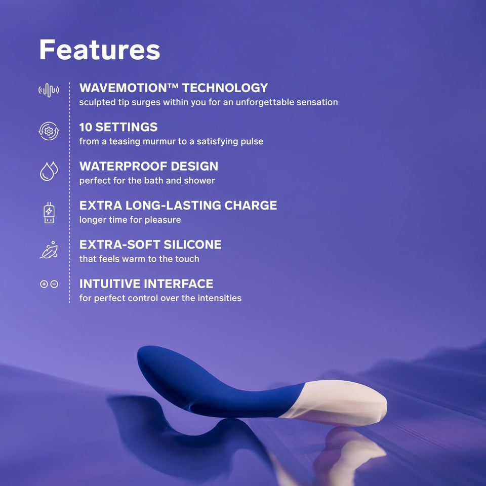 Lelo Mona Wave Personal Massager Vibrator For Women, G Spot Vibrator With Wavemotion Technology Silent Vibrator Sex Toy With 12 Vibration Patterns, Blue