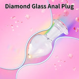 Crystal Glass Anal Plug with Luxury Jewelry Butt Plug Fetish Anus Stimulation Unisex Adult Anal Sex Toy (Pink, L)