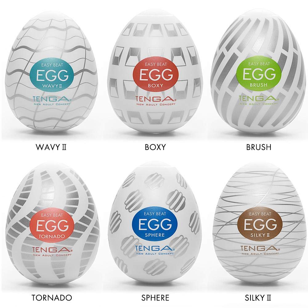 Tenga Egg-Vp6(3) Easy Beat Egg Portable Male Masturbator Variety Pack, 6 Pack