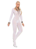 Elegant Moments Sheer Long Sleeve Bodystocking - O/S - White
