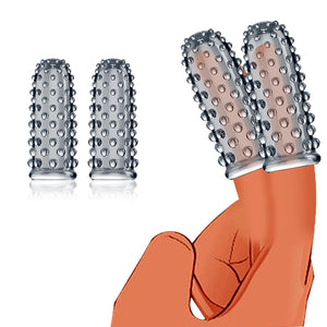 2PC Finger Sleeves Vibrator Accessories, Masturbation Sleeve G-Spot Clitoral Stimulator Finger Sleeves, Soft Silicone Vagina Mas