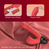 Thrusting Vibrating Dildo, 3 in 1 Female G Spot Vibrator with Clitoral Stimulator, Women Adult Sex Toys 3 Thrust 5 Pulsating 10