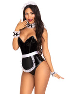 4 Pc French Maid Costume Kit, Includes Lace Trimmed Apron, Neck Piece, Wrist Cuffs, And Headband