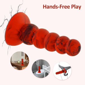 5 Balls Dildo,8.26inch Liquid Silicone Anal Plug Beads,Huge Anal Trainer Colorful Suction Cup Dildo,Realistic Soft Prostate Sex