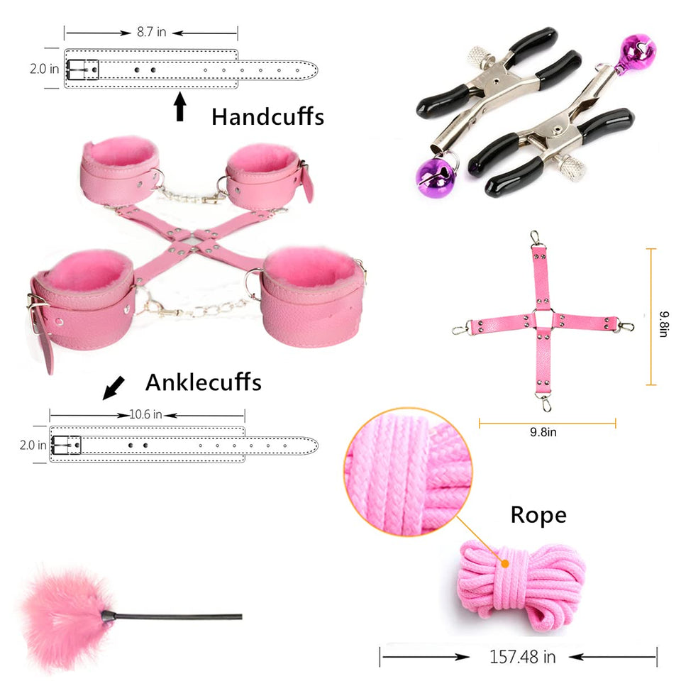BDSM Restraints Sex Toys 15 Pcs for Couples Bondage Kits Fetish Bed Restraints Set for Beginners SM Adult Games Spanking Paddle