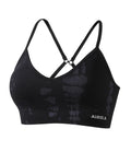 AUROLA Serpent Seamless Sports Bras for Women,Backless Padded Strappy Workout Gym Yoga Crop Tops,Black,XL