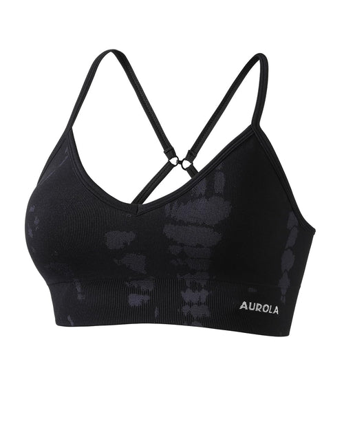 AUROLA Serpent Seamless Sports Bras for Women,Backless Padded Strappy Workout Gym Yoga Crop Tops,Black,XS