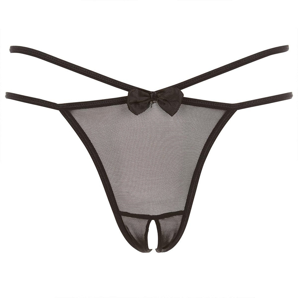 Crotchless Femme Fatale Panty - Small/Medium - Black