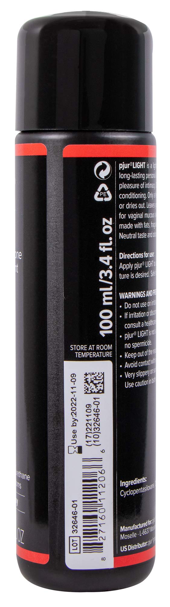 Pjur Light Concentrated Silicone Personal Lubricant Less Viscous Formula for More Skin-to-Skin Contact Lube for Sex & Massage |
