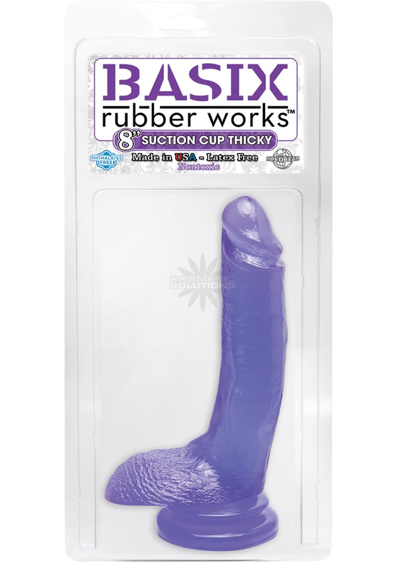 Pipedream Basix 8-Inch Suction Cup Thicky Dong, Purple