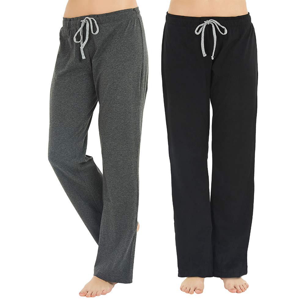 U2SKIIN 2 Pack Pajama Pants for Women Soft, Comfortable Womens Lounge Pajama Pants Lightweight Sleep Pj Bottoms for Women(Black/