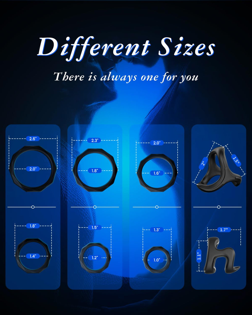 Sex Toys Penis Ring Silicone Cock Rings for Men Erection Sex, 8 Sizes Cockring Erectile Dysfunction Rings Cock Sexual Stimulatio