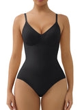 SHAPERX Womens Seamless Bodysuits Tummy Control Shapewear Briefs Body Shaper with Removable Pads,SZ5433-Black-L/XL-Plus