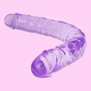 18.1 * 1.7 Inches Double Dildo Crystal Jelly Realistic Anal Long Dildo Penis Soft and Flexible with Veins and Glans Adult Sex To